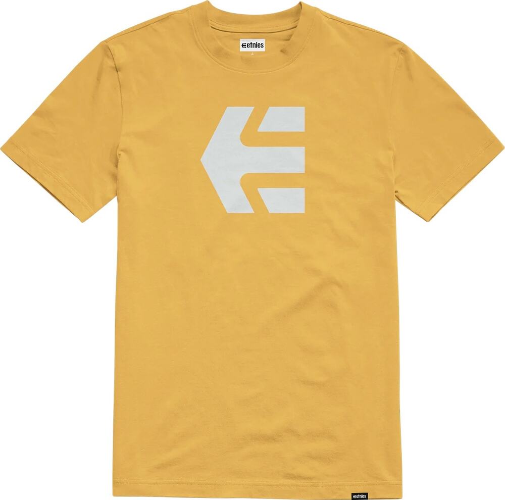 Etnies Men's T-Shirt Icon Logo Short Sleeve Crewneck Tee in Mustard/White